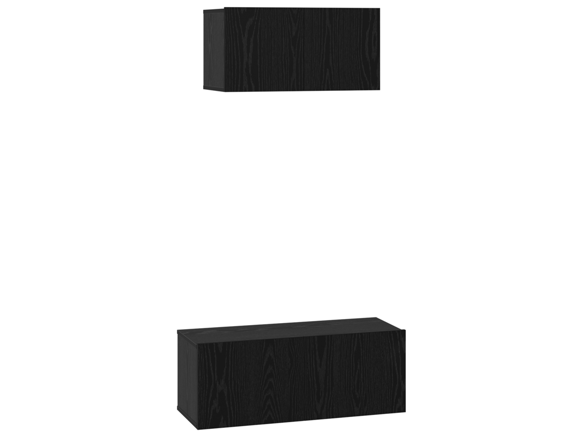 Conjunto 2 Armário De Parede Vidaxl Preto Derivados De Madeira (80 X 30 X 30 Cm)