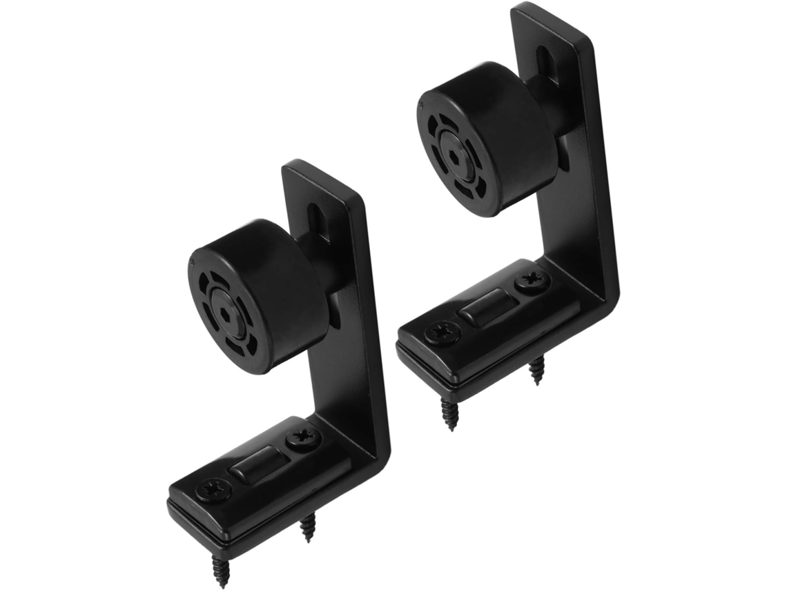 Conjunto de 2 Trilhos Deslizantes Ajustáveis para Porta de Celeiro, Kit de Ferragens, Trilho Guia Inferior, Preto SFUSHOS