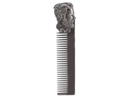 Pente de cabelo e barba vintage em liga de zinco 2026 com gravura tridimensional portátil prata para salão e lar