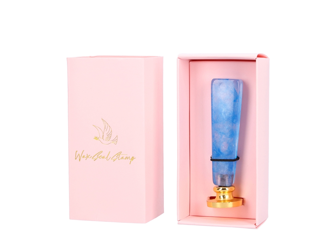 Selo Vintage Com Lindo Padrão, Selo De Lacre Requintado Com Alça Removível Para Envelopes De Cartões De Convite Artesanais, Caixa Rosa, Alça Azul.