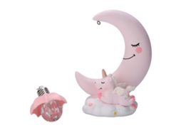 Lâmpada Noturna Unicornio Lua 4.5v Branco Frio Rosa