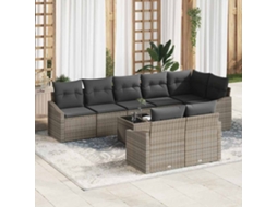 Vidaxl Conjunto De Sofá De Jardim 9 Pcs Cinzento-claro Vime Pe