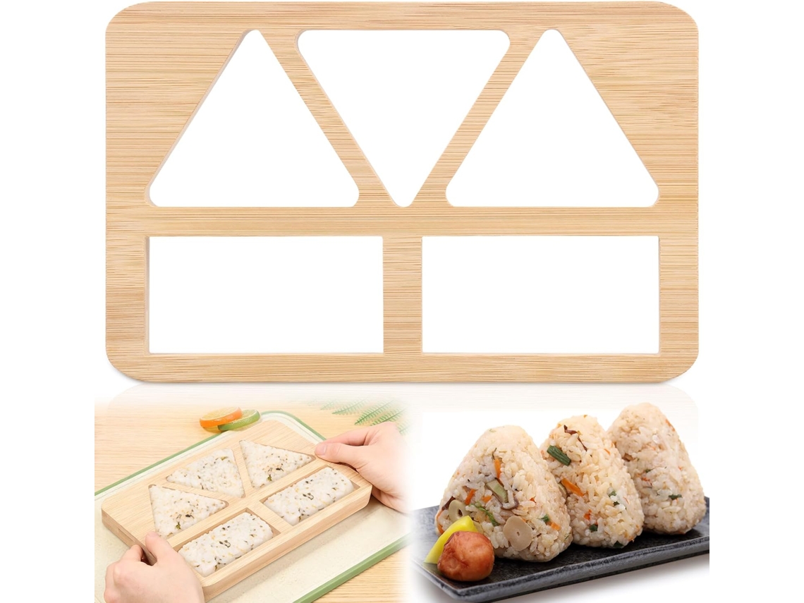 Molde Para Onigiri Com 5-furos, Molde 3em 1de Bambu Para Bolinhos De Arroz, Moldes Antiaderentes, Kit Triangular Para