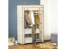 Guarda-roupa dobrável de tecido Liptaptyn com 2 cabides e 6 gavetas em bege para quarto e corredor