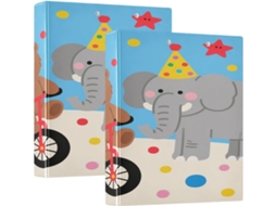 Massa Escolar Três Argolas Com Estampa Fofa Zoo, Colorida E Com Design Animado, Com Prancheta, Pacote Com 1 2 Massas