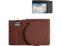 Capa Protetora Silicone HEXINYIGJLY para Lumix Tz99/zs99antiderrapante, Acesso Tripé,películas Marrom