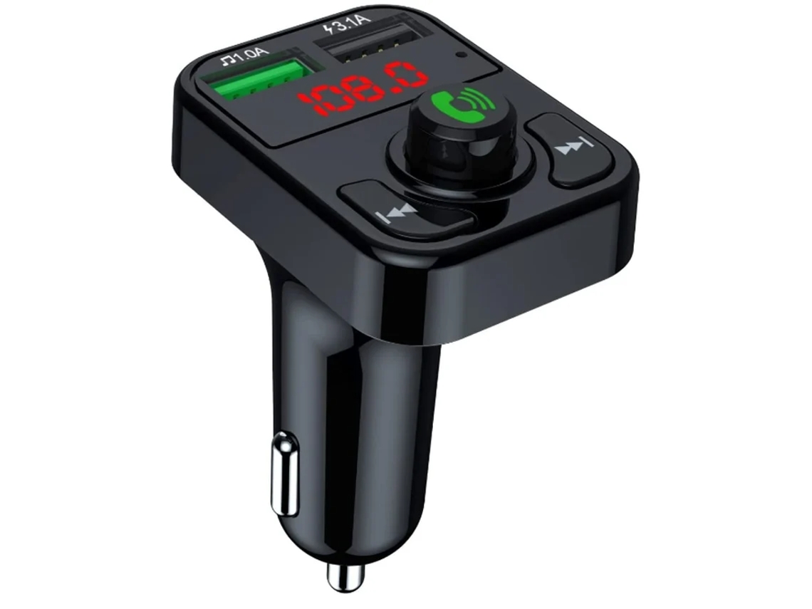 Kit para Carro Bluetooth Mãos-Livres Transmissor Fm para Carro Mp3 Player 3.1A Carregamento Rápido YIZHOOD Preto