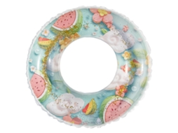 Boia Inflável Infantil Para Piscina, Boia Inflável Retrô Listrada Em Pvc Com Lantejoulas E Estampa De Melancia.