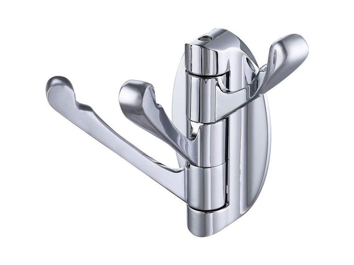 2026 ganchos de Metal Sólido Giratórios, Extensíveis Duplos, para Roupas e Chapéus, Aço Inoxidável, Banheiro Cozinha, 2 Peças
