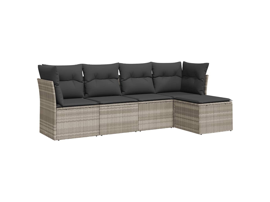 Conjunto de 5 Sofás de Jardim com Almofadões Vime Pe Cinzento Claro MAISON EXCLUSIVE (5 pcs)