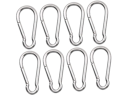Conjunto De 8 Mosquetões De Aço Inoxidável De Alta Resistência Para Camping E Trilhas, Seguros E Leves, Na Cor Prata. Conjunto De 8 Mos Gokoco