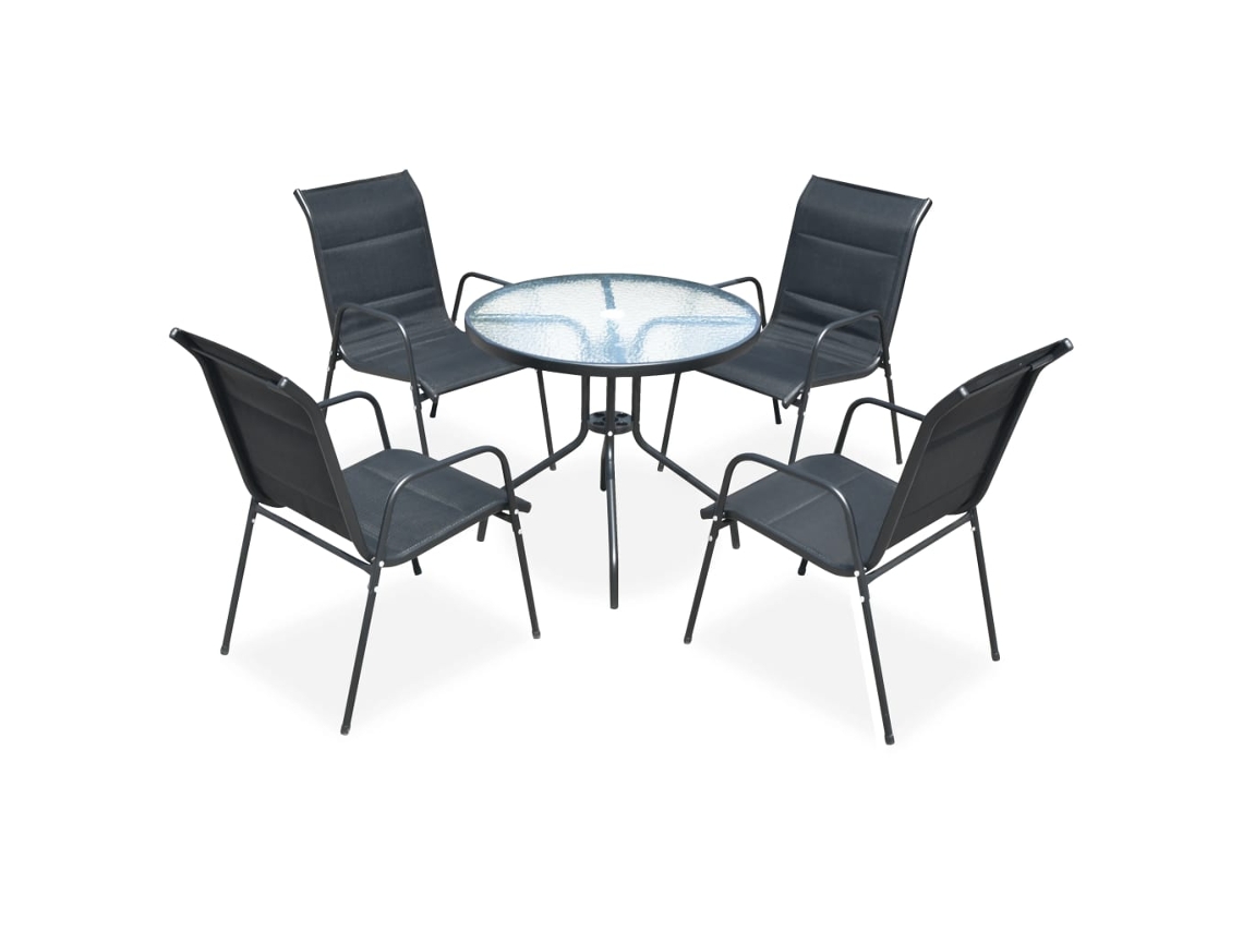 Vidaxl Conjunto de Jantar para Jardim 5 Pcs 80x71 Cm Aço Preto