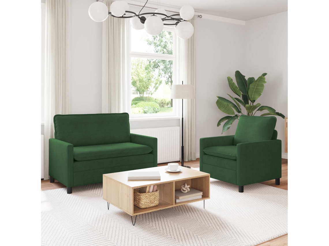 Vidaxl Conjunto De Sofás 2 Pcs Verde Selva Tecido