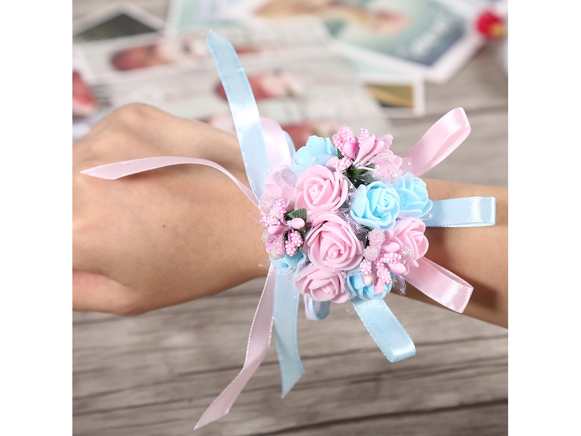 Corsage De Pulso Coreano (rosa Claro + Azul Claro) Eoocoo