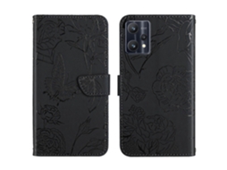 Capa De Couro Com Estampa De Peônia Borboleta Para Oppo Realme 9 Pro/realme 9 4g