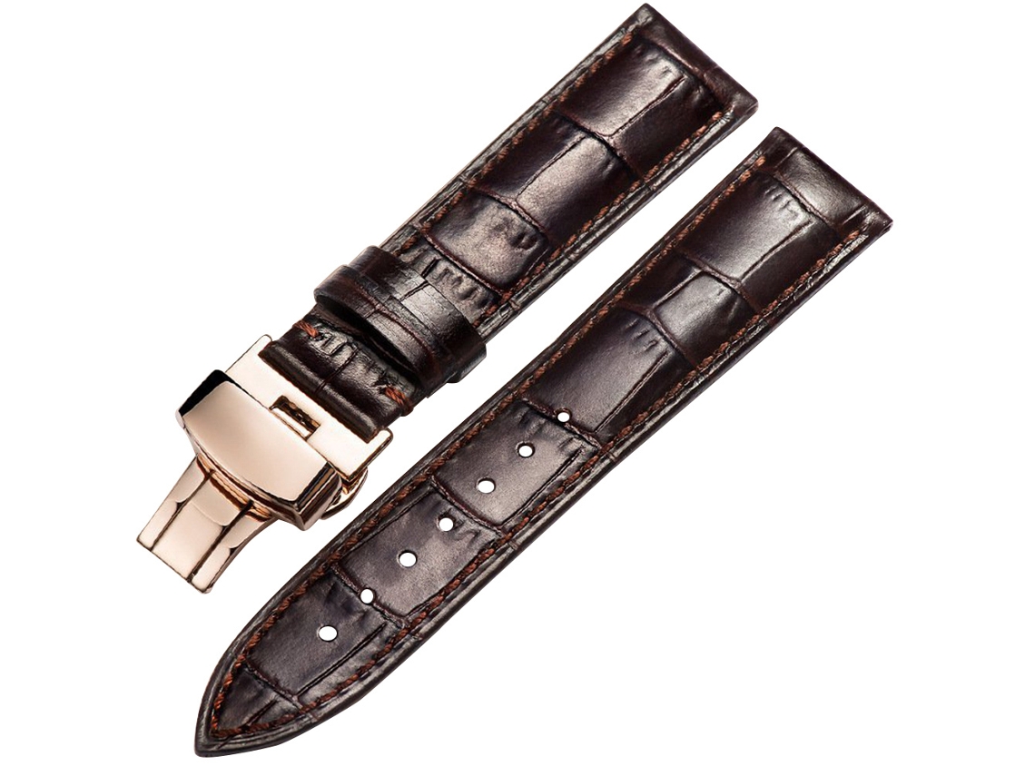Pulseira de relógio casual em couro PU para homens e mulheres (21 mm, marrom)