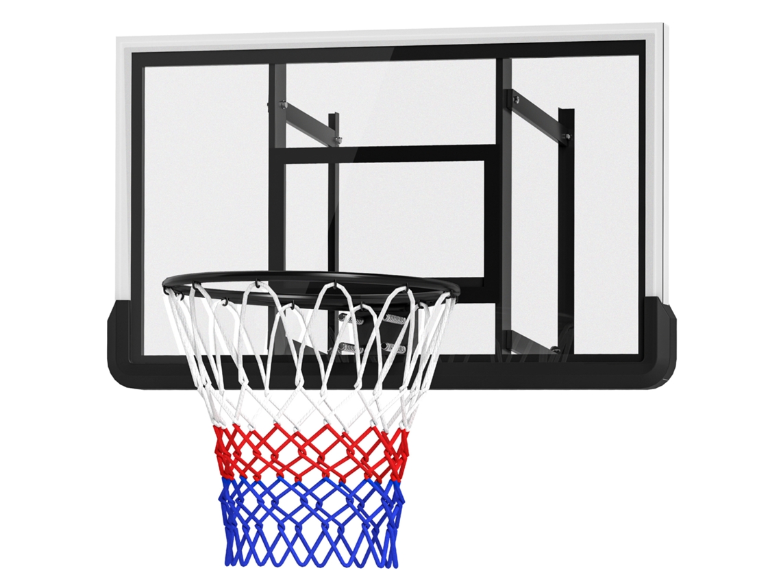 Cesto de Basquetebol de Parede com Aro com Mola, Painel Inquebrável Preto | S/MARCA