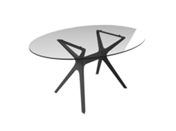 Mesa Oval Interior 150x110 Preto - Vidro Vela M Resol