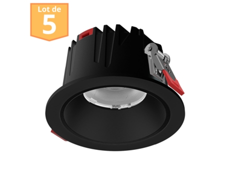 Lote com 5 spots LED Embutidos Braytron Pretos 20W 3em1 IP20