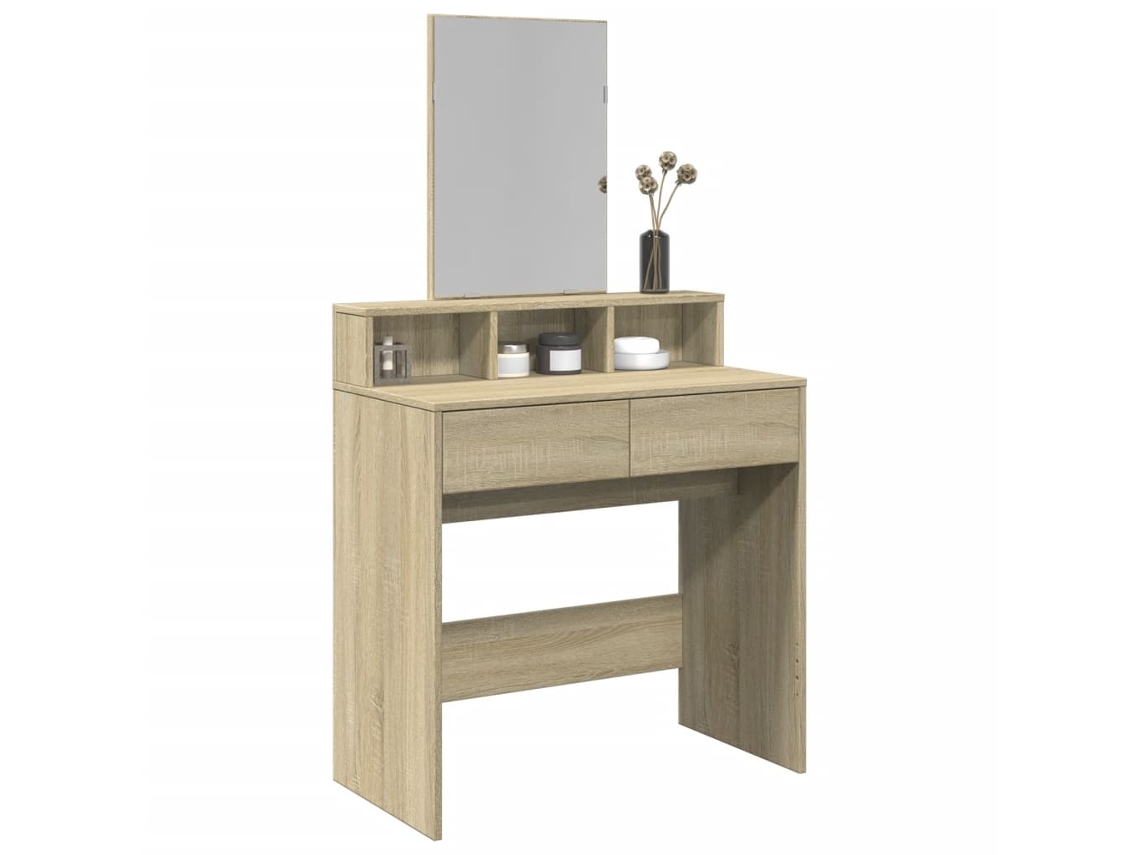 Toucador  Mesa De Maquilhagem Com Espelho 80x41x144,5 Cm Carvalho Sonoma Wsd455980