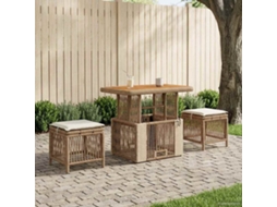 Vidaxl Conjunto De Jantar Para Jardim 3 Unid. Bege E Creme Vime Pe