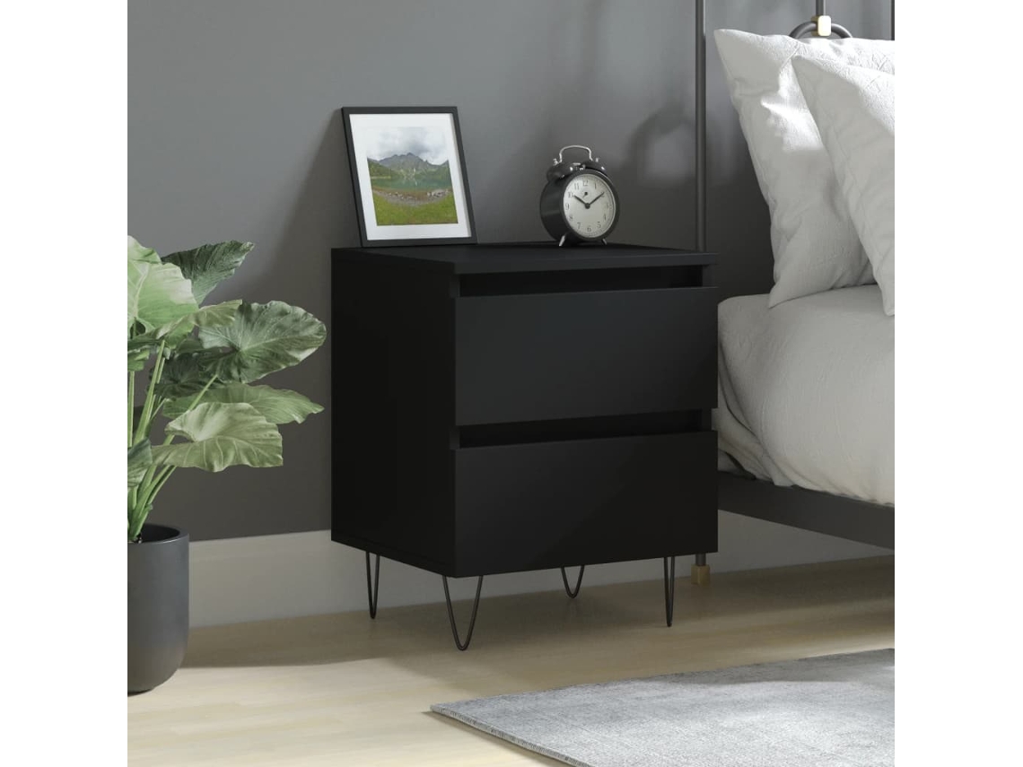 Vidaxl Mesa De Cabeceira 40x35x50 Cm Derivados De Madeira Preto