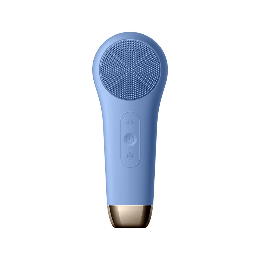 (azul) Escova Elétrica De Silicone Para Compressas Quentes E Frias, À Prova D'água, Para Limpeza E Massagem Facial.