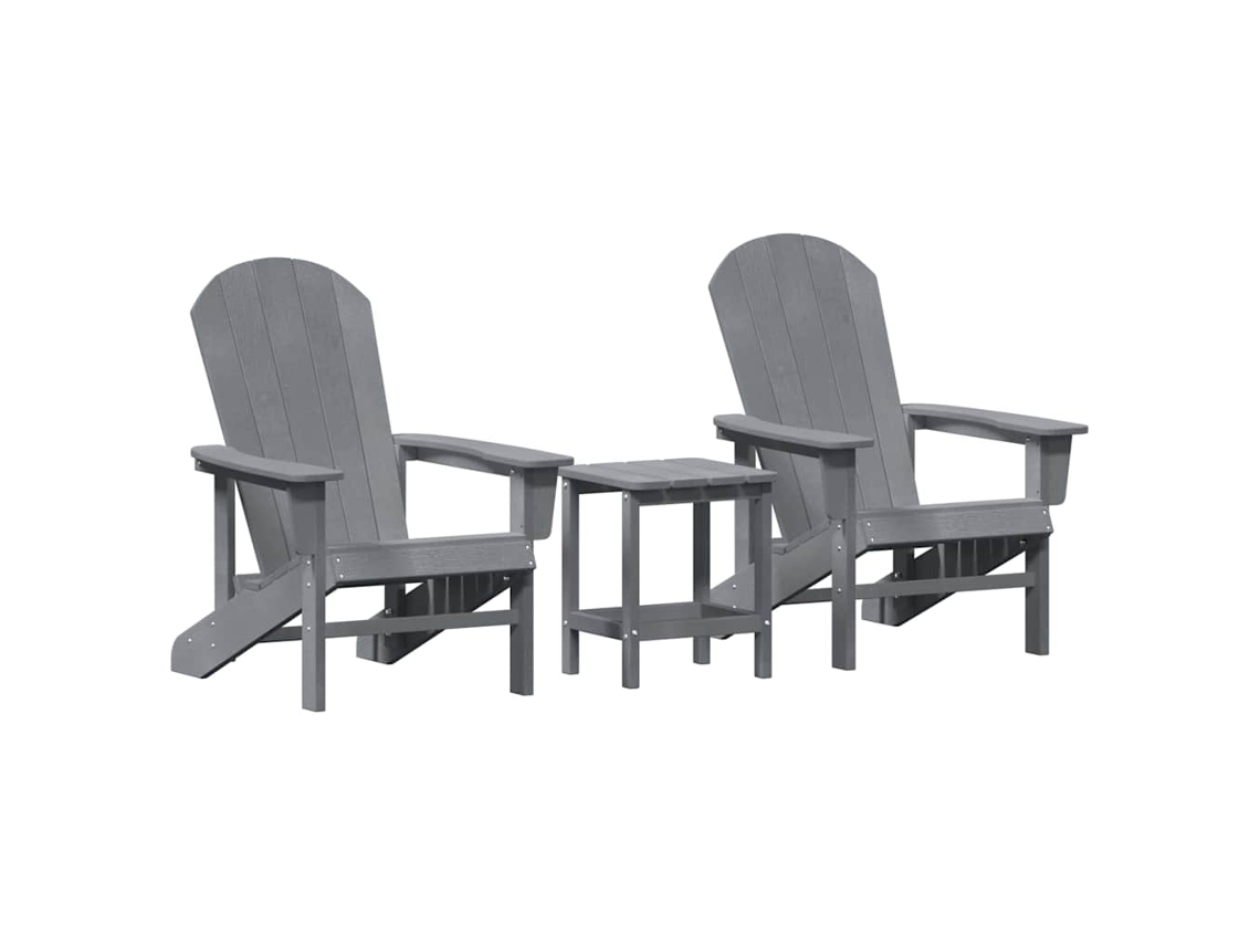Maison Exclusive - Cadeira De Jardim 3 Pcs Cinzento-claro Polietileno