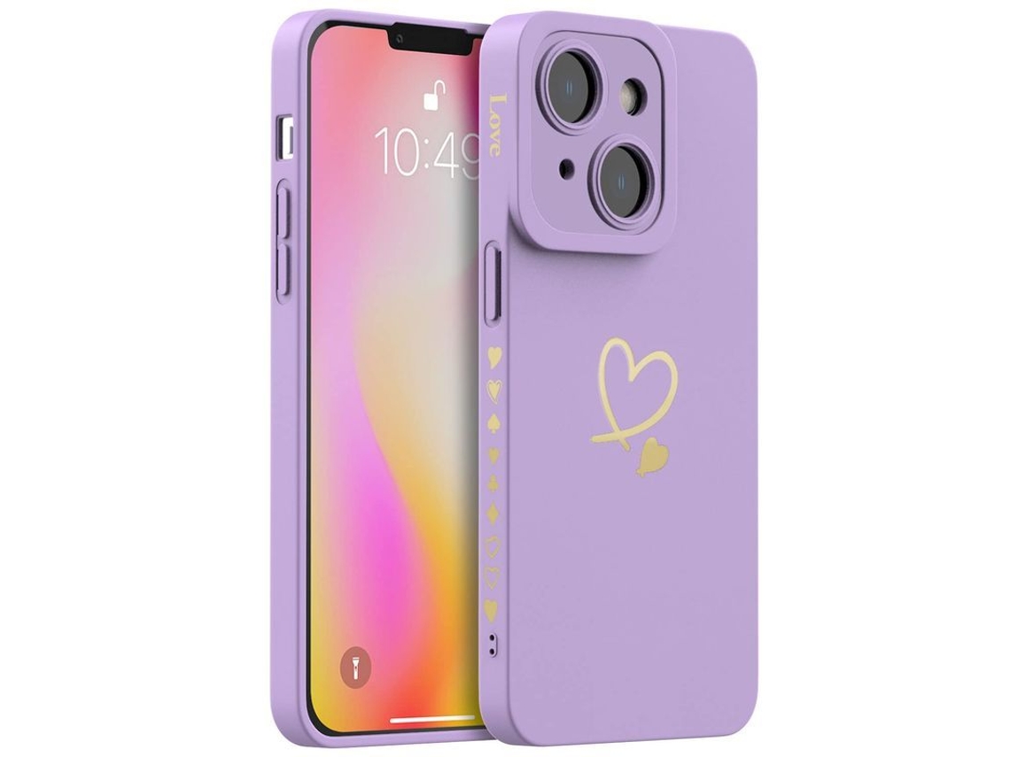 Yuru capa para Mulher com Proteção Completa da Lente da Câmera, para Iphone 14 Plus 6.7 Polegadas, Cor Roxa Noe