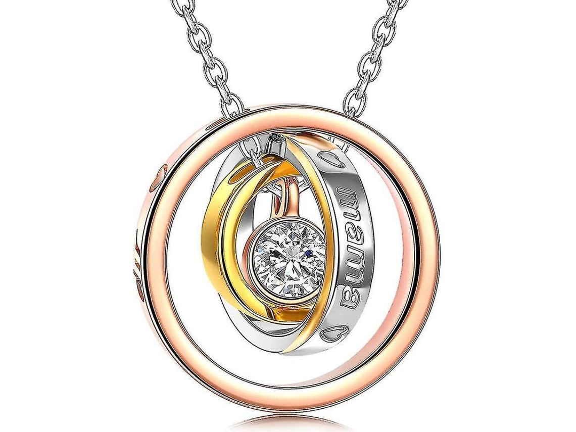 2026 collares de Presente para o Dia Das Mães, Joias Femininas com Três Anéis Entrelaçados e Cristais da Áustria, Símbolo de Amor Eterno