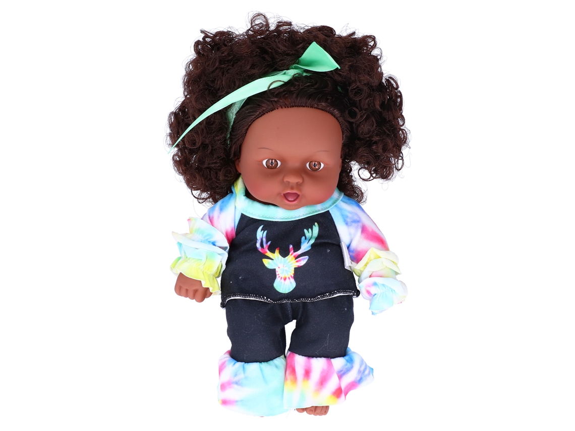 Muñeca Africana Realista Com Cabelo Negro Muñeca Bebê Brinquedo Menina Presente Aniversário Q8‑048c