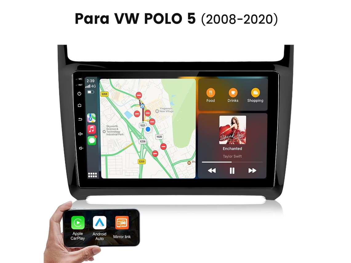 Rádio Carro Hexinex 2 Din Linux Carplay Android Auto Ecrã 9 Polegadas Para Vw Polo 5 2008-2020