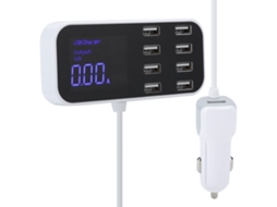 Carregador de Carro LAXISCREED 8 Portas Usb Rápido Lcd