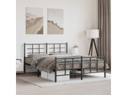 Estrutura De Cama Com Cabeceira E Pés 150x200 Cm Metal Preto
