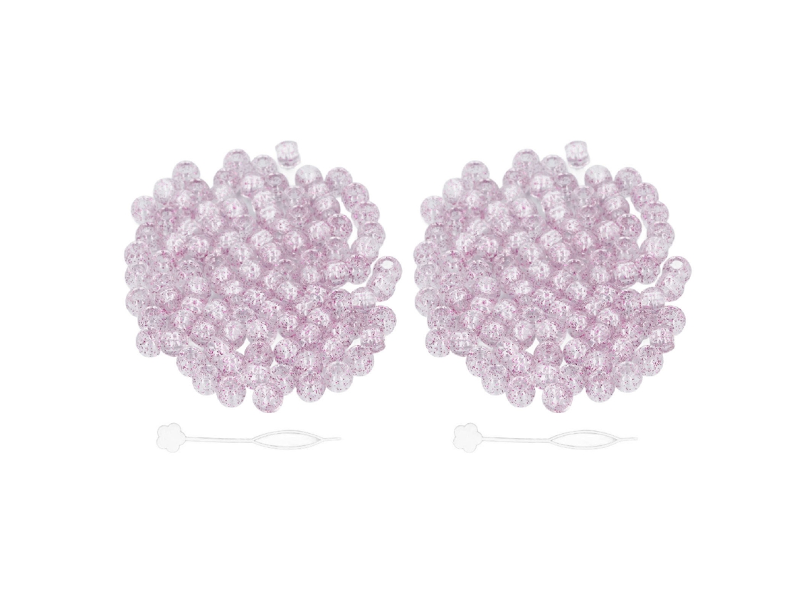 200pcs Contas De Acrílico Para Tranças De Cabelo, 12mm, Vermelho Rosado, Transparente, Acessório Versátil
