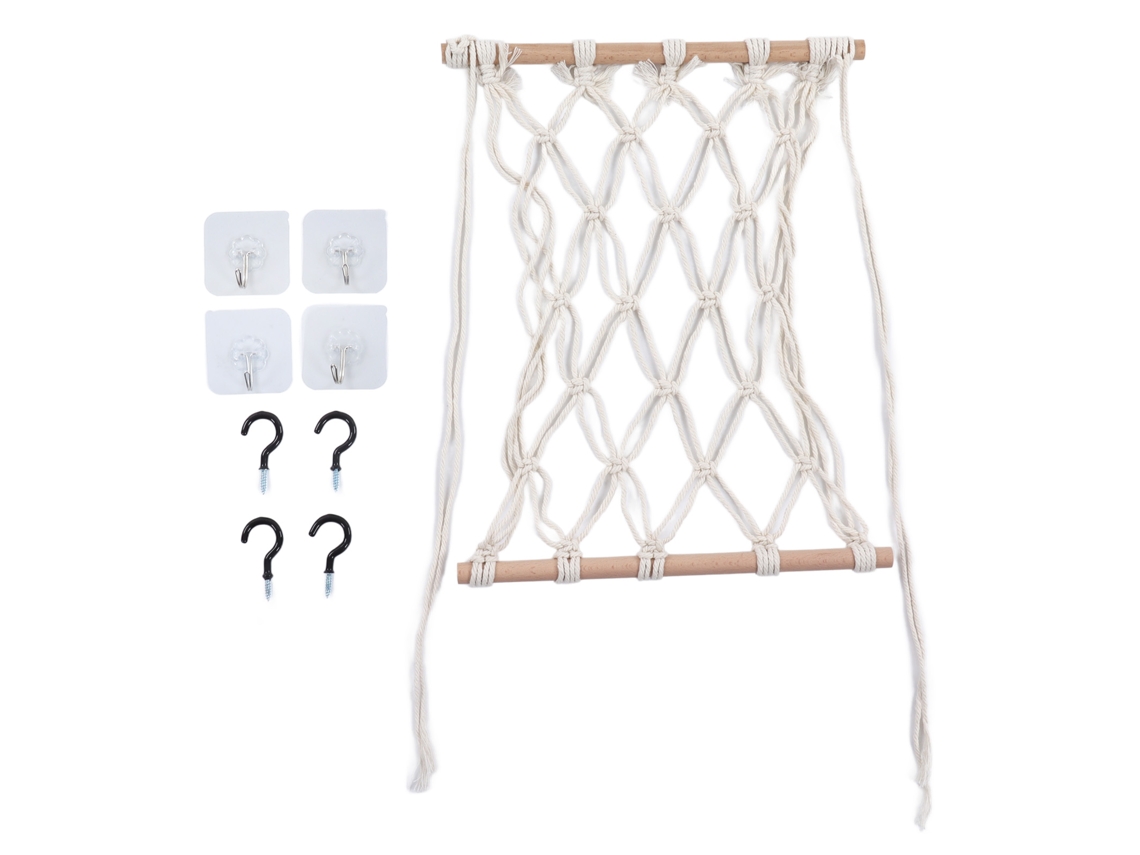 Hamaca De Frutas Estilo Nórdico Artesanal De Algodón Puro Colgante De 40 Cm Con Gancho Para Cocina Blanco