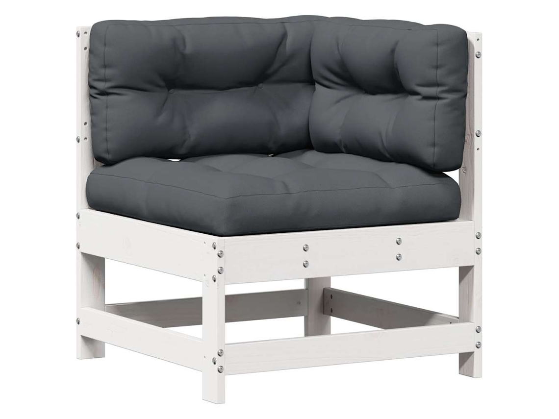 4 Pcs Conj. Lounge de Jardim C/ Almofadões Pinho Maciço Branco MAISON EXCLUSIVE