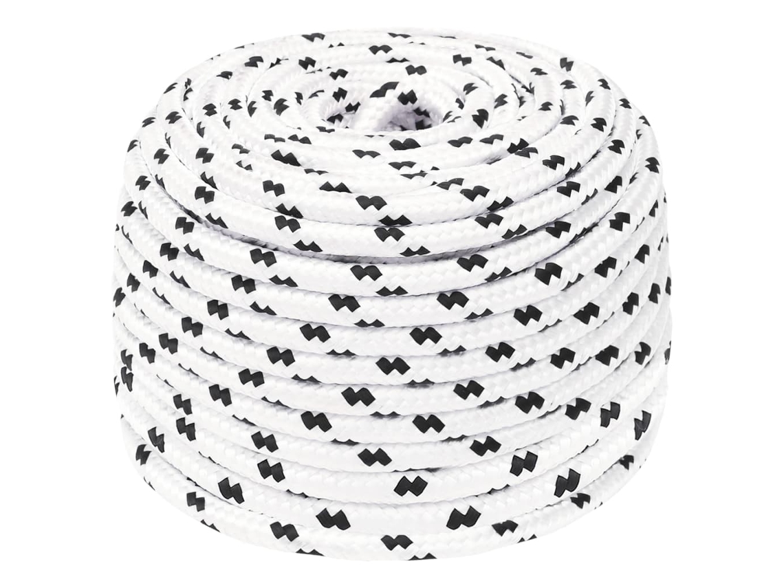 Vidaxl Corda Entrançada Para Barco 8 Mm 25 M Poliéster Branco