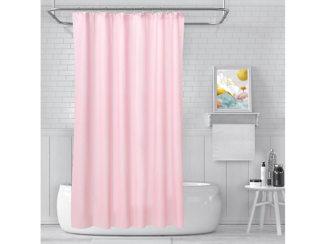 Cortina De Chuveiro De Algodão Orgânico Texturizado, Na Cor Rosa, 70x70 Polegadas.