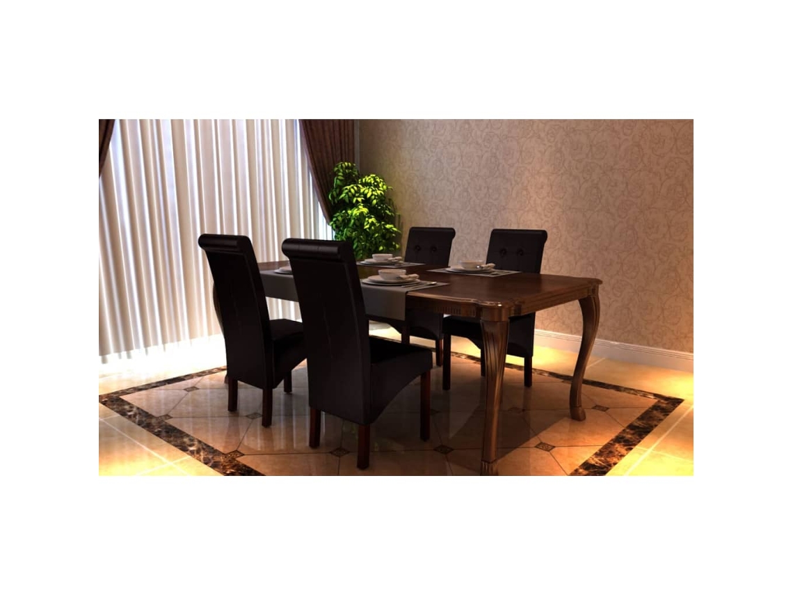 Cadeiras de Jantar 4 Pcs Couro Artificial Castanho MAISON EXCLUSIVE