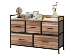 Cômoda 98x29x63cm 5 Gavetas Tecido Com Estrutura Aço Preto