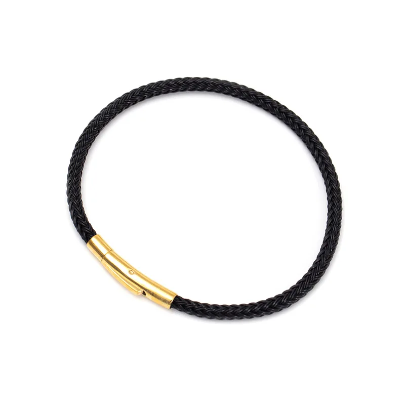 Pulseira de Luxo Multicolorida com Pingentes , Fio de Aço Inoxidável e Cordão À Prova D'água. MDUG (preta, 19 Cm)