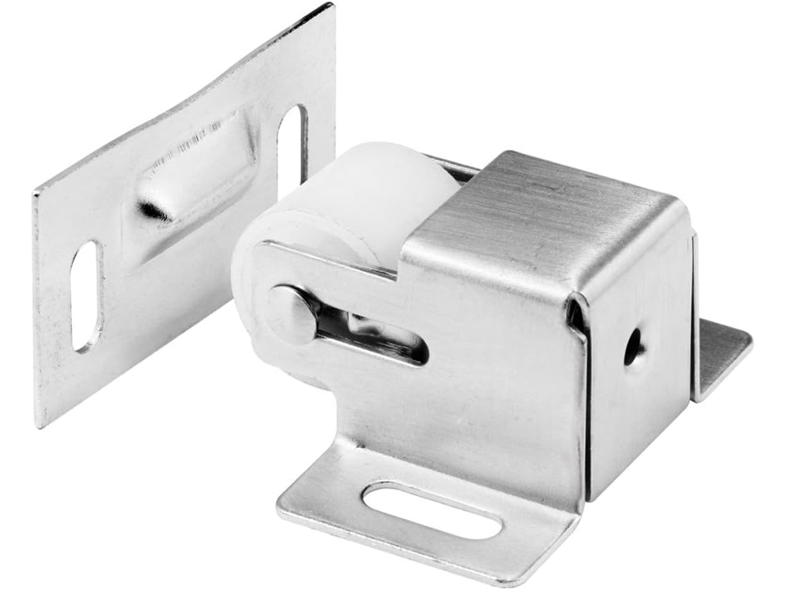 Trava De Rolete Porta Armário Closet Slide Co 164527, Níquel Acetinado
