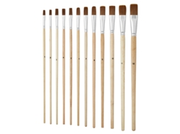 Conjunto De 12 Pincéis Para Aquarela Com Cabos De Madeira E Pontas Planas.