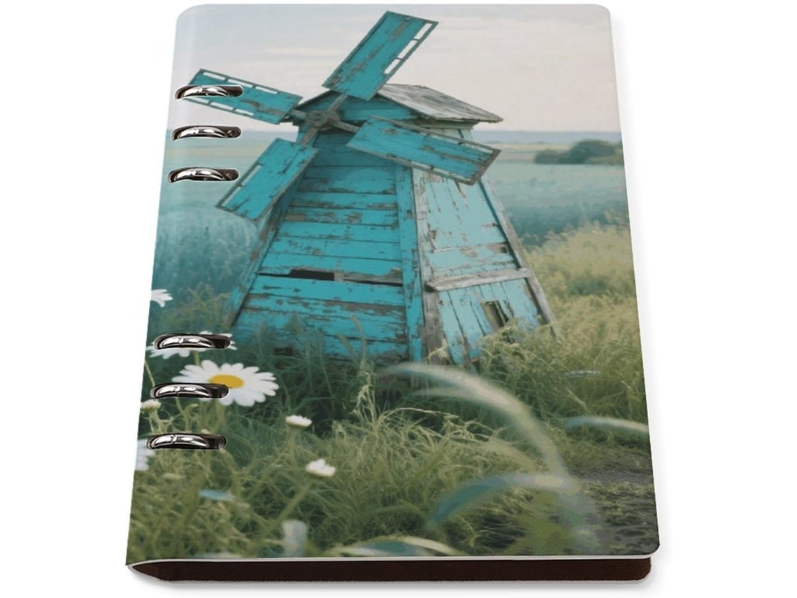 Farmhouse Daisy Pasta De Planejamento A5 Com 6-argolas, Caderno Espiral Profissional Em Couro Com Pautas, Pastas