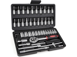 Kit Chave De Roquete E Soquetes 46 Peças 1/4 Para Automóvel E Reparações Domésticas