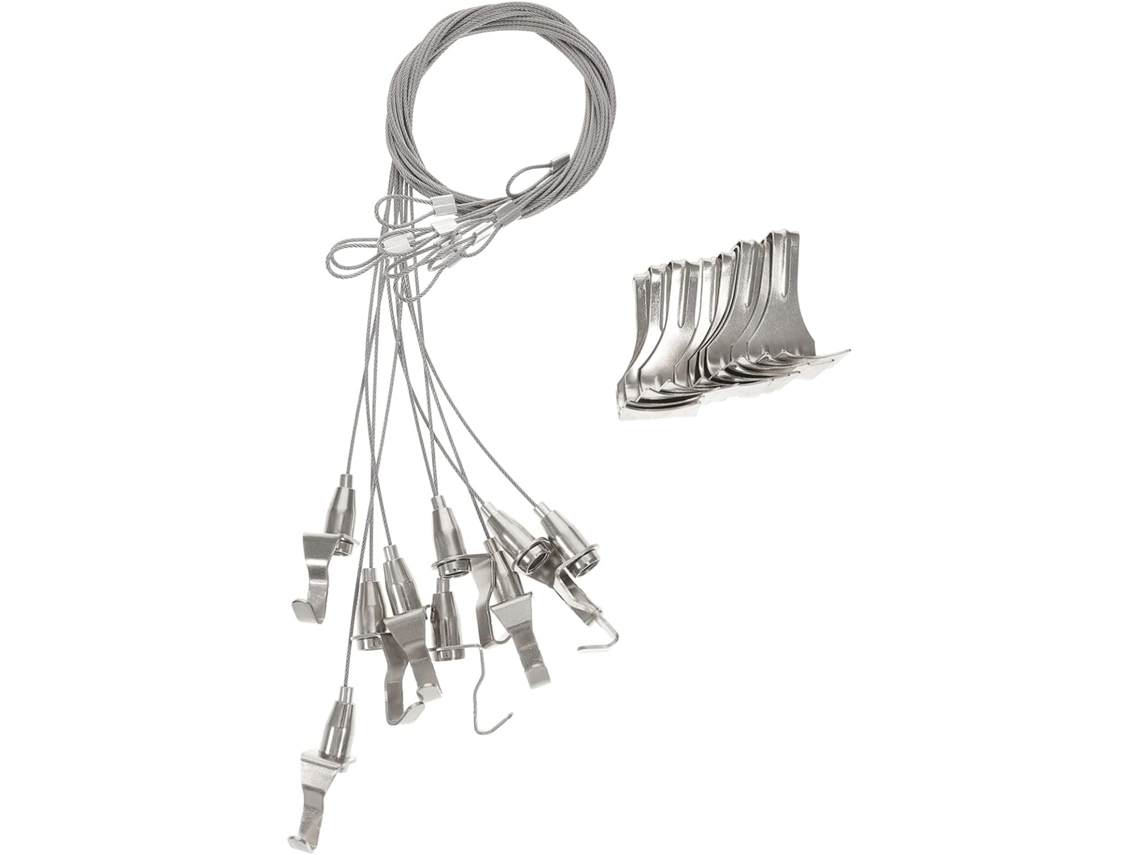 Kit De 10 Peças Com Fio Ajustável Para Pendurar Quadros E Outdoors, Feito De Aço Inoxidável Inclui Ganchos E Fio