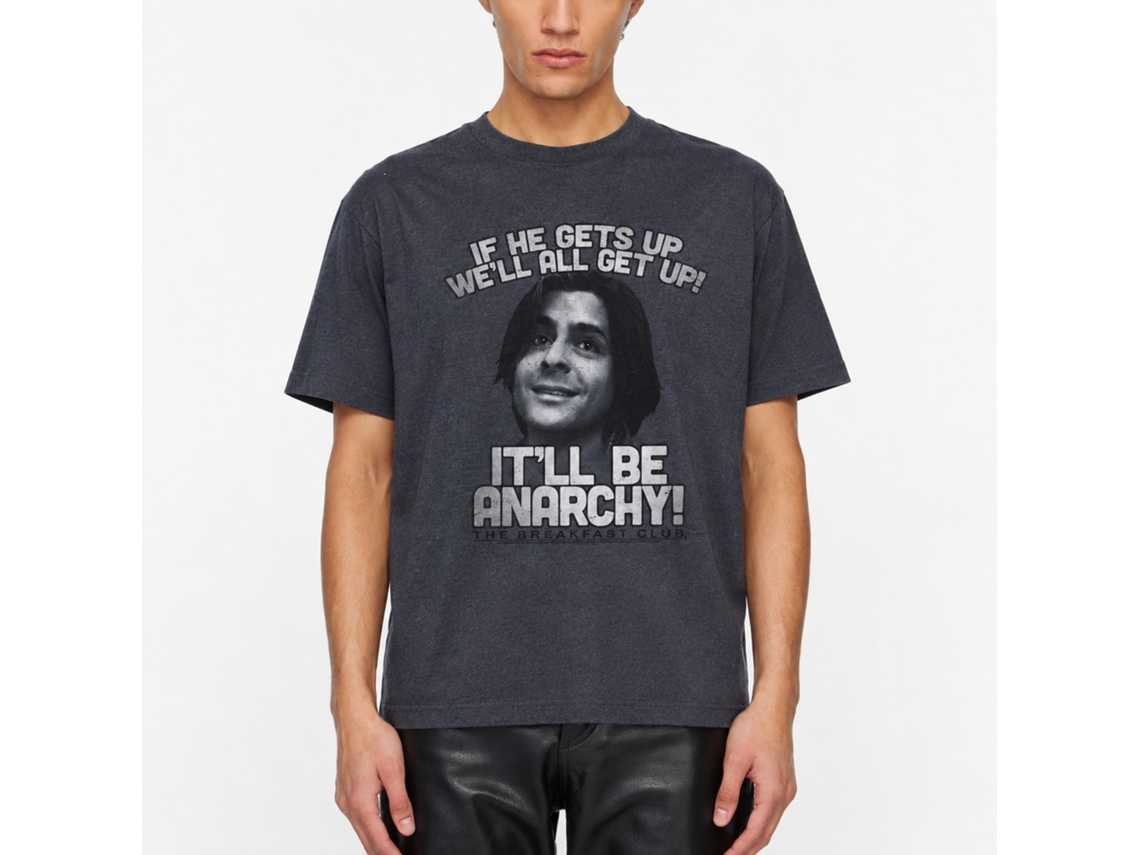 Rockinstone Breakfast Club Movie Anarchy Heather Navy Adult T-shirt Size:l