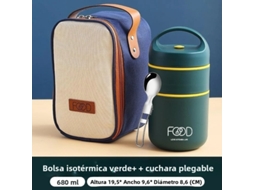 (verde) Lancheira Térmica Em Aço Inoxidável 304, Com Bolsa Térmica E Marmita Térmica Para Sopa