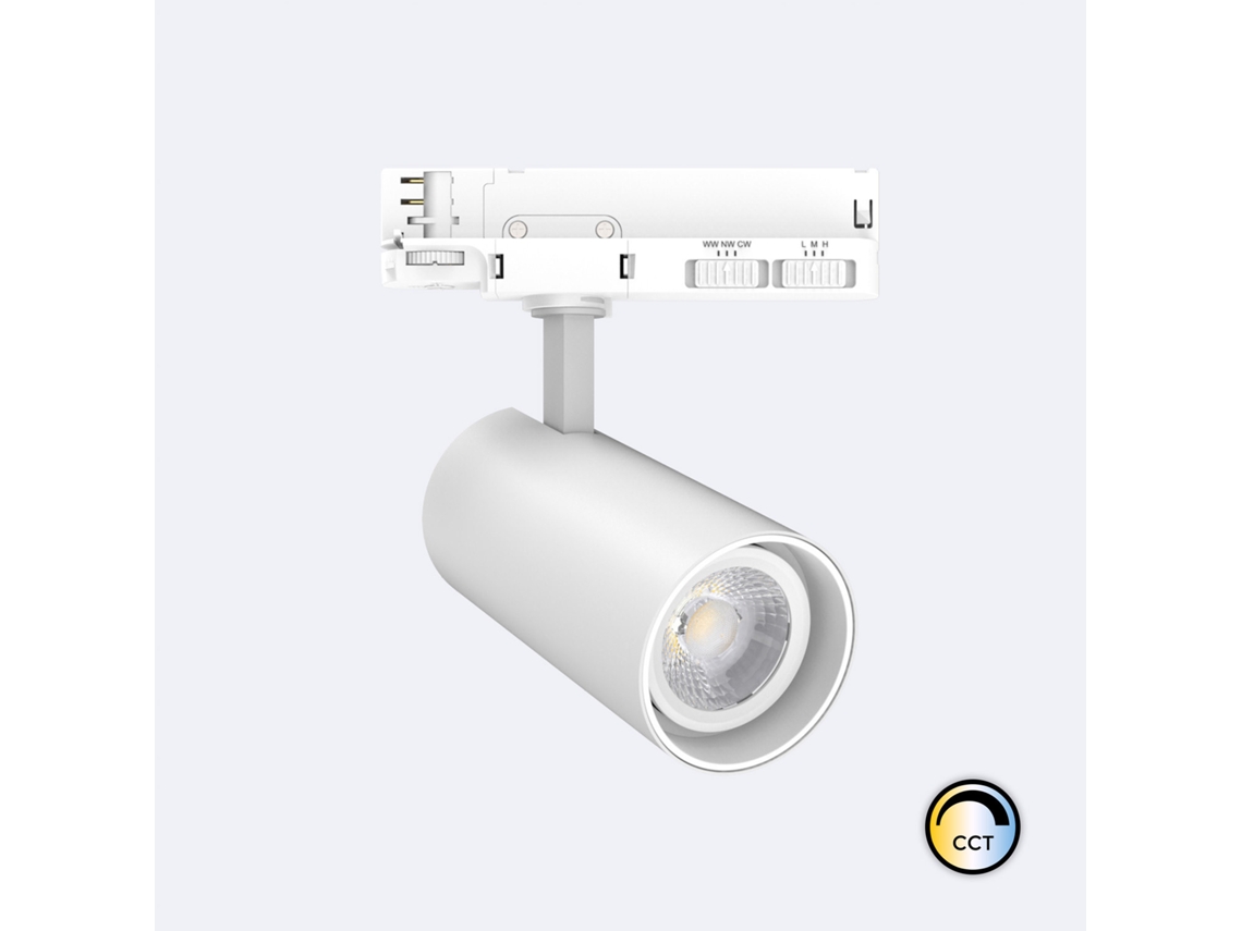 Foco Carril Led Trifásico 30W Fasano Cct no Flicker Regulável Branco